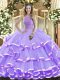 Chic Floor Length Ball Gowns Sleeveless Lavender Quinceanera Gown Lace Up