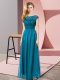 Teal Empire Tulle Scoop Sleeveless Lace Floor Length Zipper Homecoming Dress