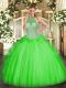 Super Sleeveless Tulle Floor Length Lace Up Ball Gown Prom Dress in with Beading and Ruffles