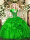 Sweet Green Sweet 16 Dresses Military Ball and Sweet 16 and Quinceanera with Beading and Ruffles Sweetheart Sleeveless Lace Up