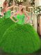 Classical Green Sleeveless Beading and Ruffles Floor Length Quinceanera Dresses