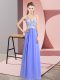 Popular Lace Prom Gown Lavender Zipper Sleeveless Floor Length