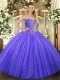 Affordable Blue Quinceanera Gowns Military Ball and Sweet 16 and Quinceanera with Beading Sweetheart Sleeveless Lace Up