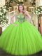 Clearance Ball Gowns Beading Sweet 16 Quinceanera Dress Lace Up Tulle and Sequined Sleeveless Floor Length