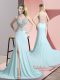 Affordable Aqua Blue Mermaid Beading Dress for Prom Zipper Chiffon Sleeveless