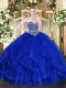 Decent Sleeveless Ruffles Lace Up Ball Gown Prom Dress