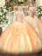 Sumptuous Multi-color Tulle Lace Up Off The Shoulder Sleeveless Floor Length 15th Birthday Dress Beading and Ruffles