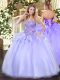 Appliques Quinceanera Gowns Lavender Lace Up Sleeveless Floor Length