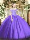 Flirting Off The Shoulder Sleeveless Tulle Quince Ball Gowns Beading Lace Up