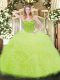 Eye-catching Sweetheart Sleeveless Lace Up Quinceanera Gown Yellow Green Organza