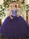 Sweetheart Sleeveless Lace Up Quinceanera Dresses Purple Tulle