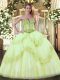 Enchanting Yellow Green Sleeveless Beading Lace Up Quinceanera Dresses