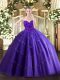 Custom Made Sweetheart Sleeveless Sweet 16 Quinceanera Dress Floor Length Appliques Purple Tulle