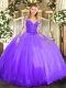 Glorious Floor Length Ball Gowns Long Sleeves Lavender Vestidos de Quinceanera Lace Up
