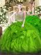 Sweet Sleeveless Beading and Ruffles Lace Up Vestidos de Quinceanera