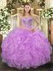 Ball Gowns Ball Gown Prom Dress Lilac Sweetheart Tulle Sleeveless Floor Length Lace Up