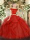 Great Floor Length Two Pieces Short Sleeves Red Quinceanera Gown Zipper
