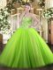 Ball Gowns Tulle Sweetheart Sleeveless Appliques Floor Length Lace Up Sweet 16 Dress