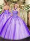 Dramatic Lavender Sweetheart Lace Up Appliques Quinceanera Dresses Sleeveless