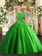 Enchanting Green Tulle Zipper Sweet 16 Quinceanera Dress Sleeveless Floor Length Beading and Appliques