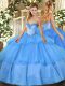 Custom Made Sweetheart Sleeveless Lace Up Quinceanera Dress Baby Blue Tulle