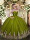 Floor Length Ball Gowns Sleeveless Olive Green Sweet 16 Dresses Zipper