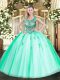 High Class Apple Green Sleeveless Floor Length Beading Lace Up 15 Quinceanera Dress