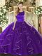 Cute Scoop Sleeveless Vestidos de Quinceanera Floor Length Ruffles Purple Tulle