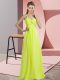 Yellow Green Evening Dress Prom and Party with Beading One Shoulder Sleeveless Lace Up