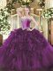 Exceptional Floor Length Purple Ball Gown Prom Dress Sweetheart Sleeveless Lace Up