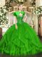 Comfortable Green Sweetheart Neckline Beading and Ruffles 15 Quinceanera Dress Sleeveless Lace Up