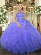 Extravagant Halter Top Sleeveless Lace Up Sweet 16 Quinceanera Dress Blue Organza