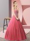 Amazing Sweetheart Sleeveless Lace Up Prom Gown Coral Red Tulle