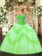 Sweetheart Sleeveless Quinceanera Gowns Floor Length Beading and Ruffles Tulle