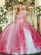Pink Strapless Neckline Beading and Ruffles Quince Ball Gowns Sleeveless Lace Up