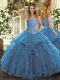 Free and Easy Teal Sleeveless Tulle Lace Up Sweet 16 Dresses for Military Ball and Sweet 16 and Quinceanera