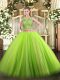 Floor Length Two Pieces Sleeveless Green Quinceanera Gowns Lace Up