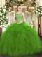 Superior Green Sleeveless Beading and Ruffles Floor Length Ball Gown Prom Dress