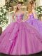 Floor Length Ball Gowns Sleeveless Lilac 15th Birthday Dress Lace Up