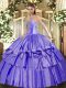 Lavender Sweetheart Lace Up Beading and Ruffled Layers Quinceanera Dress Sleeveless