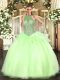 Chic Yellow Green Lace Up Quinceanera Gown Beading Sleeveless Floor Length