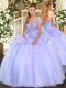 Decent Floor Length Ball Gowns Sleeveless Lavender Quinceanera Gown Lace Up