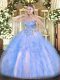 Sleeveless Lace Up Floor Length Appliques and Ruffles Ball Gown Prom Dress
