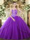 Affordable Sleeveless Brush Train Lace Up Beading Ball Gown Prom Dress