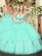 Sweetheart Sleeveless Lace Up Quinceanera Dress Apple Green Tulle