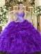 Great Floor Length Ball Gowns Sleeveless Purple Quinceanera Dresses Lace Up
