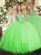 Tulle Lace Up 15th Birthday Dress Sleeveless Floor Length Beading