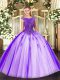 Ball Gowns Quince Ball Gowns Purple Scoop Tulle Sleeveless Floor Length Zipper