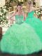 Beading and Ruffles and Pick Ups Sweet 16 Dresses Apple Green Lace Up Sleeveless Floor Length