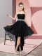 Edgy Black Lace Up Prom Dress Beading Sleeveless High Low